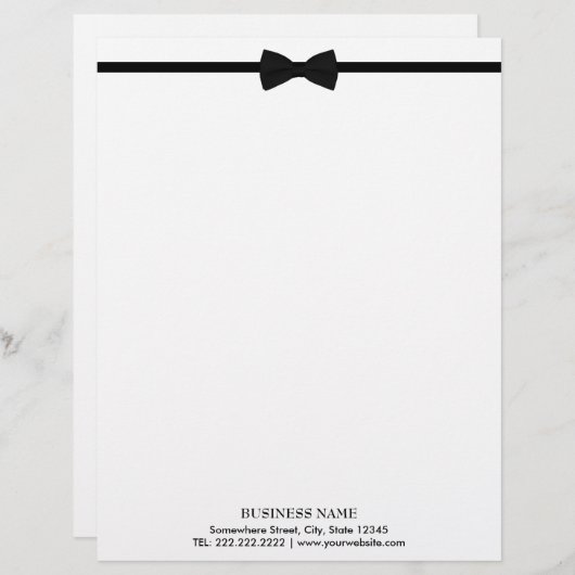 Klassiek Stropdas elegant zwart-wit Briefhoofd Ontwerp (Voorkant / Achterkant)