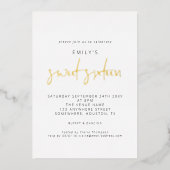 Klassiek Sweet Sixteen Modern Script Echt Folie Uitnodiging (Voorkant)