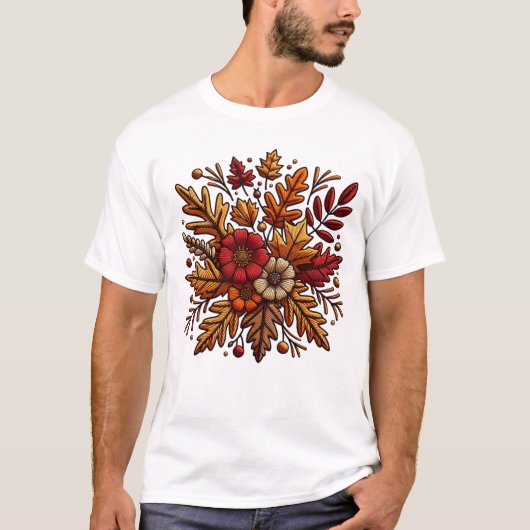 Klassiek T-shirt met bloemenborduurwerk (Voorkant)