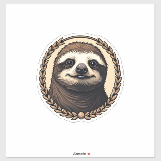 Klassiek T-shirt met gravure van luiaard in de nat Sticker (Vel)