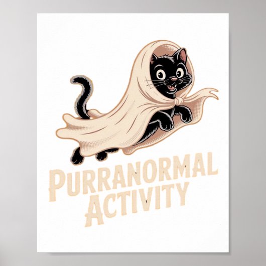 Klassiek T-shirt met spookkat Poster (Voorkant)