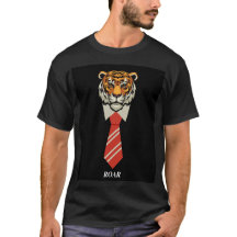 Klassiek T-shirt met tijger en das – Stoere Desi