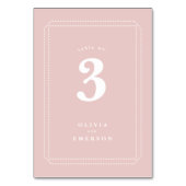 Klassiek tafelnummer, trouwreceptie, roze kaart (Achterkant)