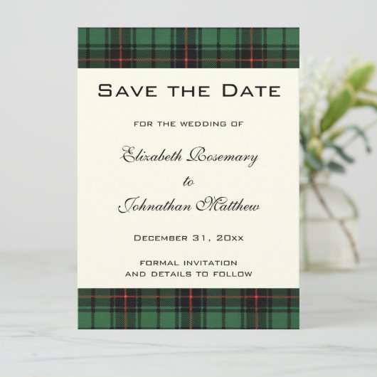 Klassiek Tartan, Davidson Modern Patroon Bruiloft Kaart (Staand voorkant)