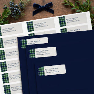 Klassiek Tartan Plaid Groen Navy Retouradres Etiket