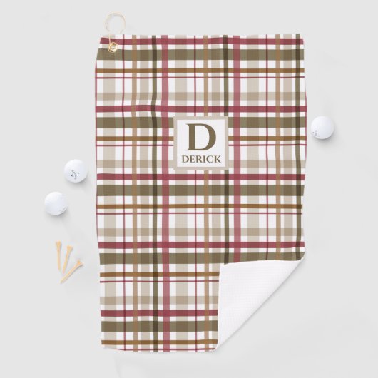 Klassiek Tartan Plaid Monogram Golfhanddoek (Insitu)