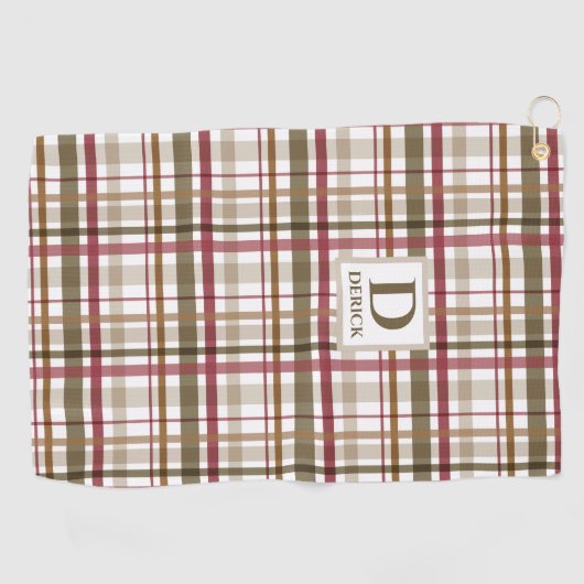 Klassiek Tartan Plaid Monogram Golfhanddoek (Horizontaal)
