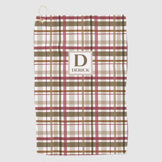 Klassiek Tartan Plaid Monogram Golfhanddoek (Voorkant)