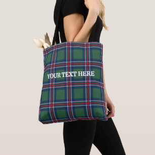 Klassiek tartan ruitpatroon gepersonaliseerd tote bag