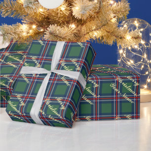 Klassiek tartanpatroon gepersonaliseerde Kerstmis Cadeaupapier