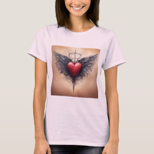Klassiek Tattoo-geïnspireerd Cupid Heart T-shirt