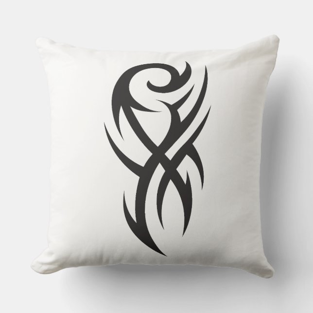 Klassiek tattoo-geïnspireerd lijnkunstontwerp kussen (Voorkant)