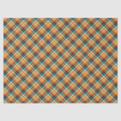 Klassiek Teal Blauw Groen Oranje Schotse Ruit Patr Tissuepapier (Voorkant)