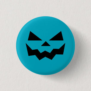 Klassiek teal Jack-o-lantern pompoen gezicht lache Ronde Button 3,2 Cm