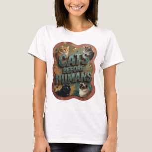 Klassiek Teal KATTEN VOOR MENSEN Citaat Design T-shirt