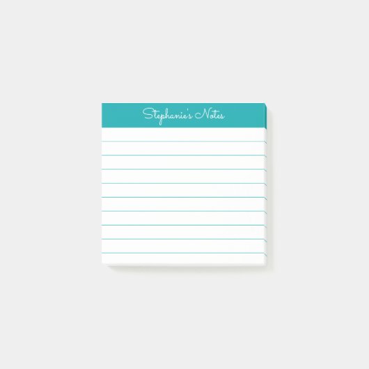 Klassiek Teal Persoonlijke Gelijnde Post-it® Notes (Voorkant)