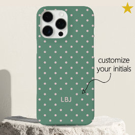 Klassiek Teal Roze Maatwerk Stippenpatroon iPhone 16 Pro Max Hoesje