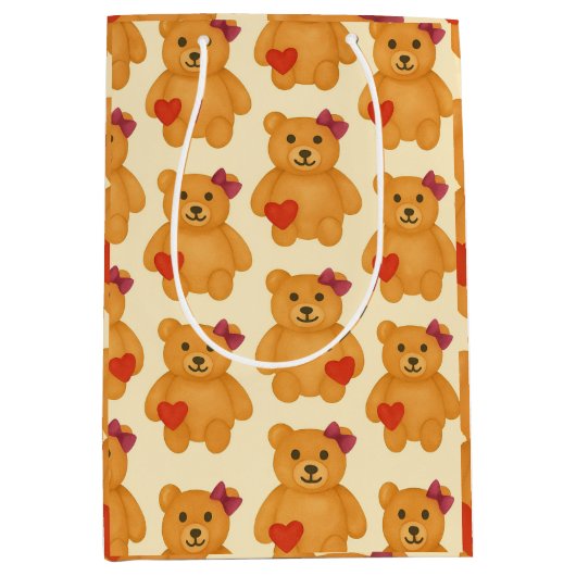 Klassiek teddybeer patroon medium cadeauzakje (Voorkant)