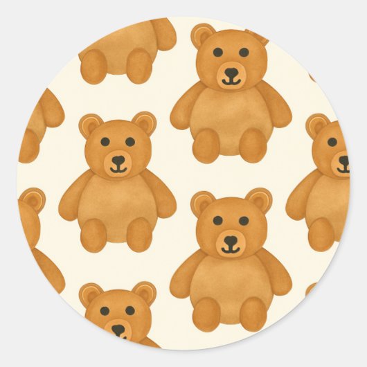 Klassiek teddybeer patroon ronde sticker (Voorkant)