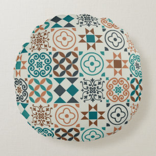Klassiek Tegel Pattern Rond Kussen