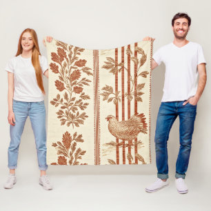 Klassiek Terracotta Schuur Kip Toile Patroon Fleece Deken