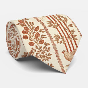 Klassiek Terracotta Schuur Kip Toile Patroon Stropdas