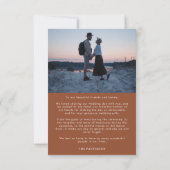 Klassiek terracotta script met foto bruiloft bedankkaart (Achterkant)