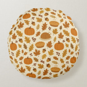 Klassiek Thanksgiving-dessin Rond Kussen