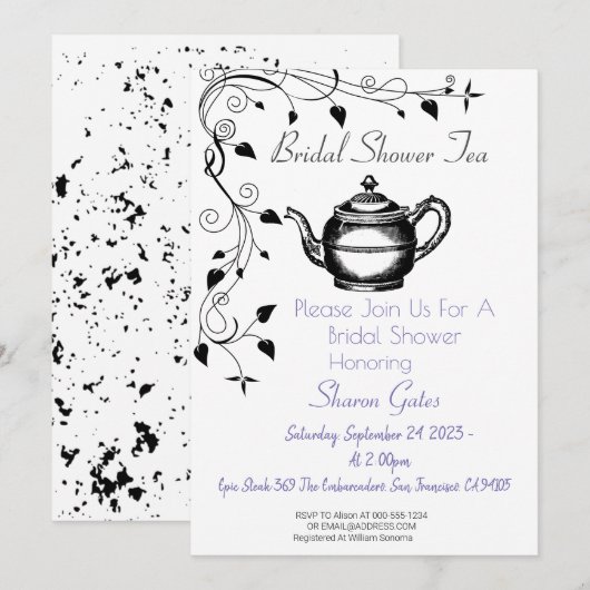 Klassiek thea Pot Floral Vine Vrijgezellenfeest Kaart (Voorkant / Achterkant)