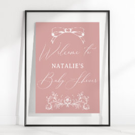 Klassiek tijdloos bloem roze babyshower bord poster