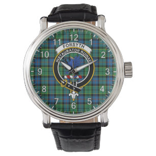 Klassiek Tijdloos Clan Forsyth Oud Tartan Badge Horloge
