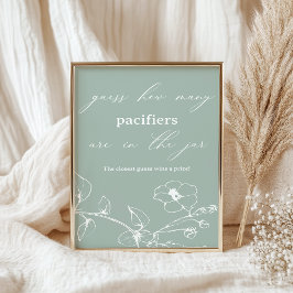 Klassiek tijdloze bloemige baby shower raadspel poster