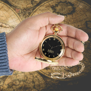 Klassiek Tijdstuk  Gouden Monogram Pocket Horloge