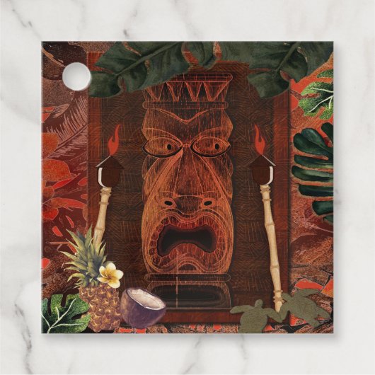 Klassiek Tiki Aloha Hawaiaans Luau Verjaardagsfees Bedankjes Labels (Voorkant)