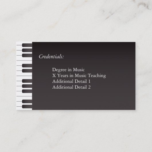 Klassiek toetsenbord op zijkant — Muziek Piano-ler Visitekaartje (Achterkant)
