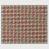 Klassiek traditioneel donkerrood-groen geplakt cadeaupapier (Vlak)