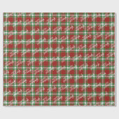 Klassiek traditioneel donkerrood groen wit geruit cadeaupapier (Vlak)