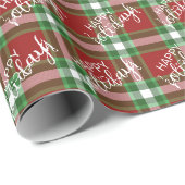 Klassiek traditioneel donkerrood groen wit geruit cadeaupapier (Rol Hoek)