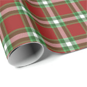 Klassiek Traditioneel Donkerrood Groen Wit Gingham Cadeaupapier (Rol Hoek)