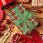 Klassiek traditioneel donkerrood wit gingham cadeaupapier