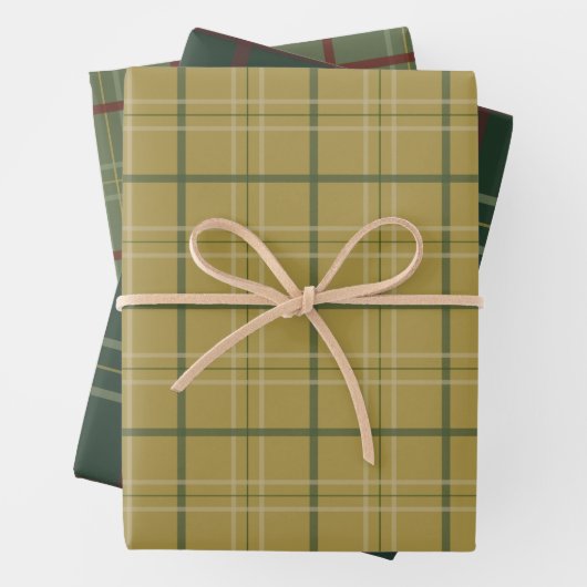 Klassiek traditioneel goudgroen geplakt inpakpapier vel (In situ)