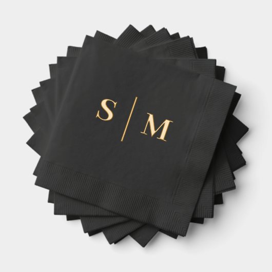 Klassiek Traditioneel Monogram Huwelijk Folie Servetten (Insitu (Gestapeld))