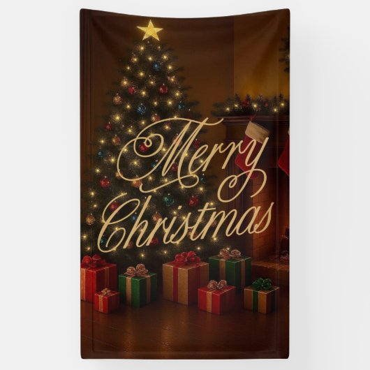 Klassiek, traditioneel Prettig kerstfeest  Spandoek (Verticaal)