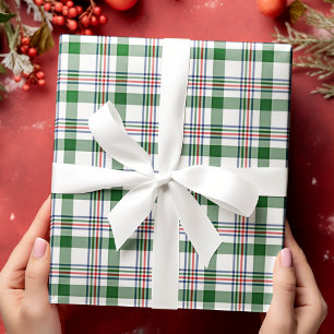 Klassiek Traditioneel Rood Groen Blauw Wit Gingham Cadeaupapier