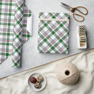 Klassiek traditioneel rood groen wit gingham cadeaupapier