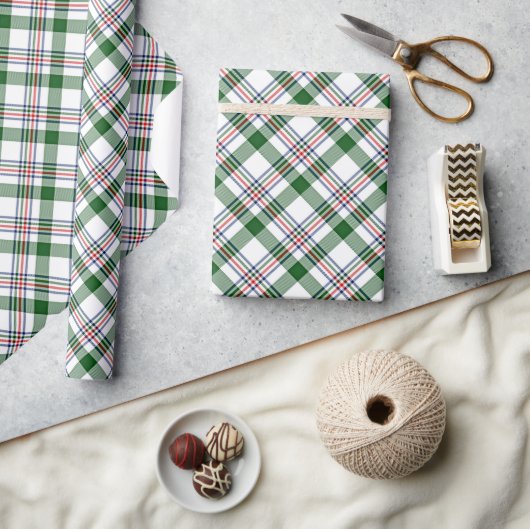 Klassiek traditioneel rood groen wit gingham cadeaupapier (Crafts)