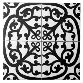 Klassiek Traditioneel Stijlvol Abstract Zwart & Wi Tegeltje