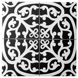 Klassiek Traditioneel Stijlvol Abstract Zwart & Wi Tegeltje
