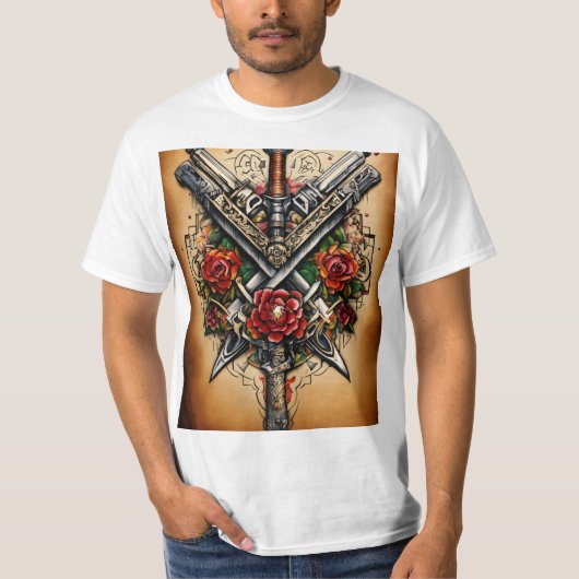 Klassiek traditioneel Tattoo-geïnspireerd T-shirt  (Voorkant)
