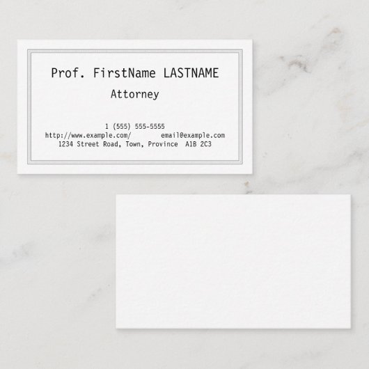 Klassiek, traditioneel Visitekaartje (Voorkant / Achterkant)